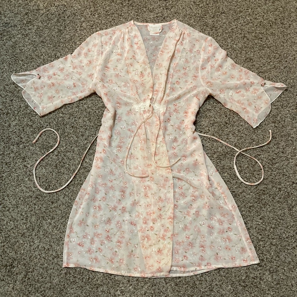 Women’s Peach Sheer Robe Nighty